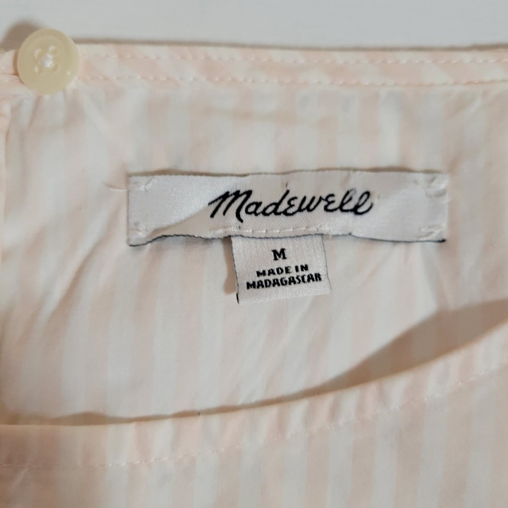 Madewell Womens Blouse Size M Striped 3/4 Sleeve Bell Sleeve Pullover Boho 1553 - Picture 4 of 6